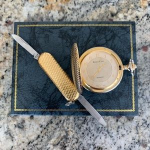 rare mathey tissot pocket watch and knife set